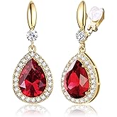 THUNARAZ Elegant Clip on Earrings for Women Sparkling Teardrop Dangle Clip Earrings Non-Pierced Rhinestone Cubic Zirconia Wedding Prom Jewelry 14K Gold and Silver Tone