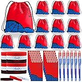 WLBBLQDIE Spider Party Favors, Movie Hero Theme Birthday Party Supplies & Goodie Bags for Kids, Include Drawstring Bags Notebook Silicone Bracelet Highlighter for Gifts Fillers