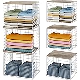 Closet Organizers And Storage Shelf, 3Pack Stackable Closet Storage Bin Basket For Clothes Sweaters With Top Board, Widened O