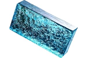 BOLDWAY 1 Pack-7.9"x3.9"x2" Turquoise Glass Block-ice Crystal Patterned Rectangular Solid Glass Brick - Used in Building Fields Such as Wall partitions, as Well as for DIY Lighting fixtures, DIY Tables etc.