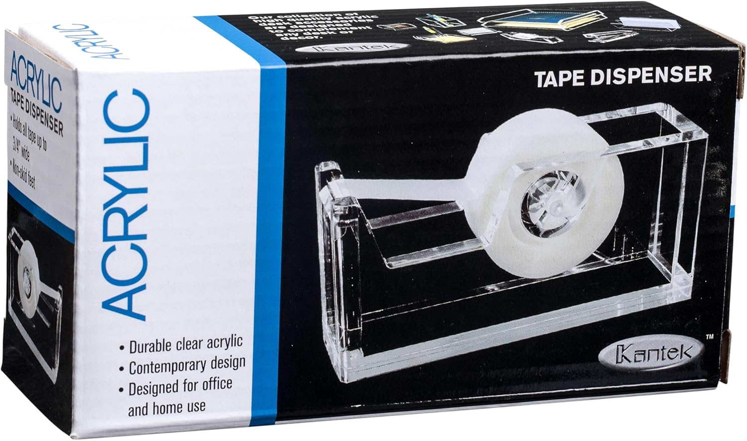 Kantek Acrylic Tape Dispenser, 1.8-Inch Wide x 5.6-Inch Deep x 2.9-Inch High, Clear (AD60) : Lucite Desk Accessories : Office Products