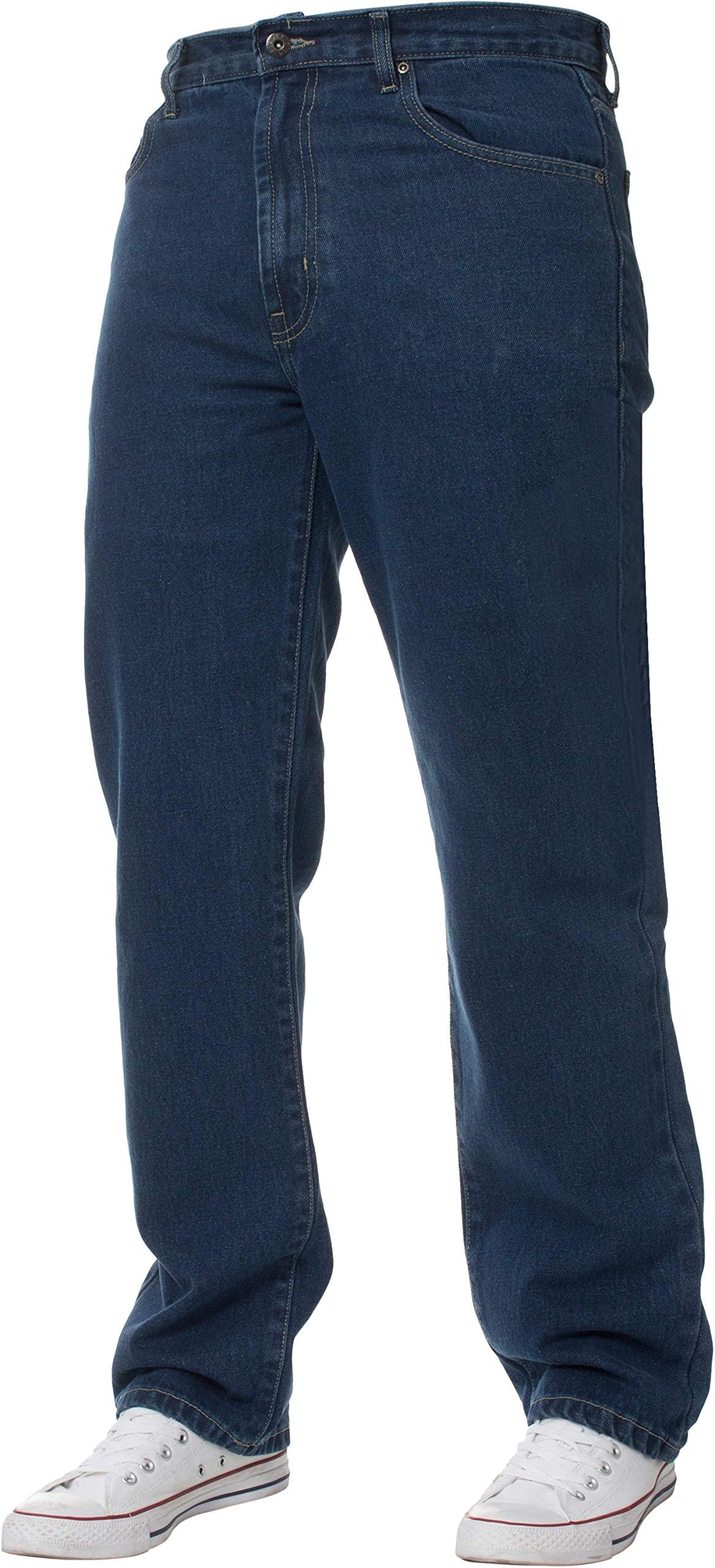 Mens Straight Leg Jeans Basic Heavy Work Denim Trousers Pants Big Tall King Sizes