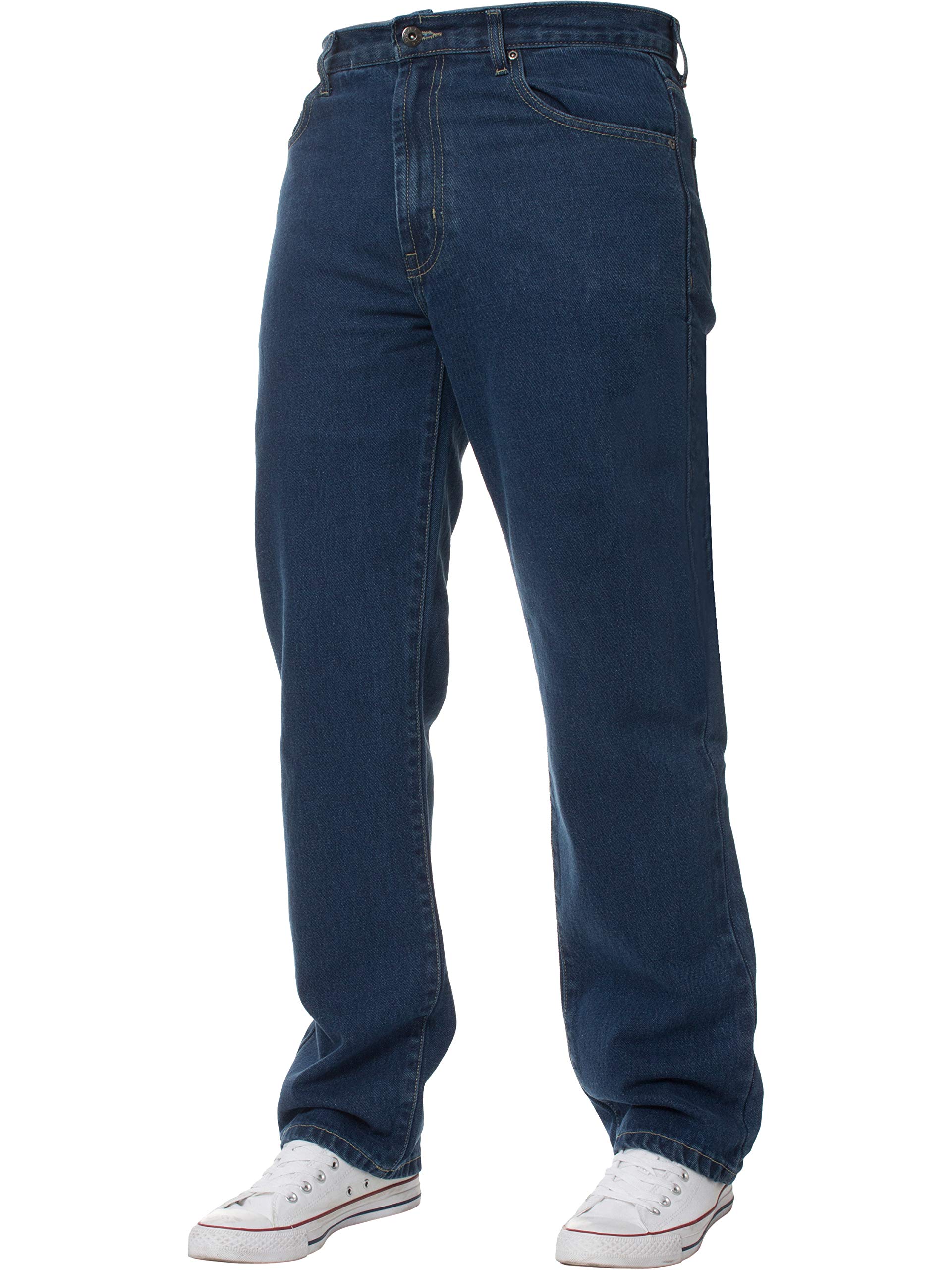 Mens Straight Leg Jeans Basic Heavy Work Denim Trousers Pants Big Tall King Sizes