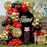 JOGAMS 182Pcs Betty Party Decorations,Leopard Cheetah Print Party Decorations,Red and Black Cherry Balloon Arch Kit with Gold Cheetah Balloons for Bachelorette Birthday Baby Shower Vintage Retro Party