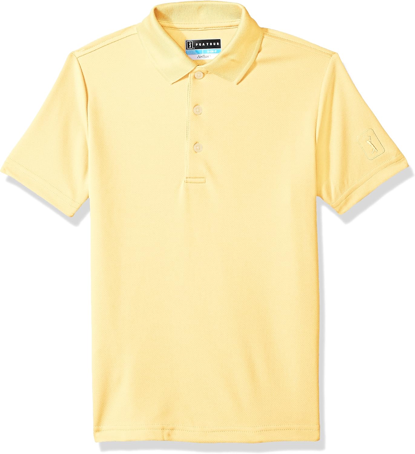 PGA TOUR Boys Short Sleeve Airflux Solid Polo Shirt: Clothing