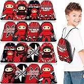 Amylove 16 Pack Party Favor Bags for Kids - Drawstring Bags for Candy, Treats & Gifts - Ninja & Samurai Supplies - Ninja Birthday Party Decorations
