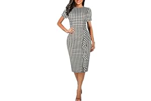CISMARK Women's Vintage Short Sleeve Polka Dot Falbala Fold Slim Fit Pencil Dress