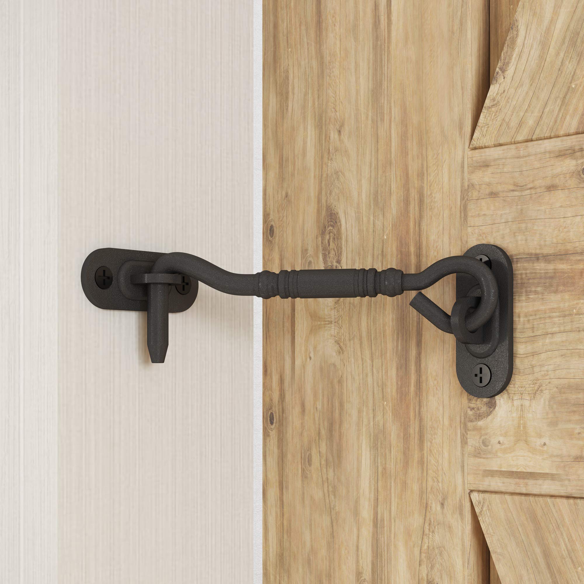 Photo 1 of skysen 4” Privacy Hook Latch for Sliding Barn Door, Black(2802)