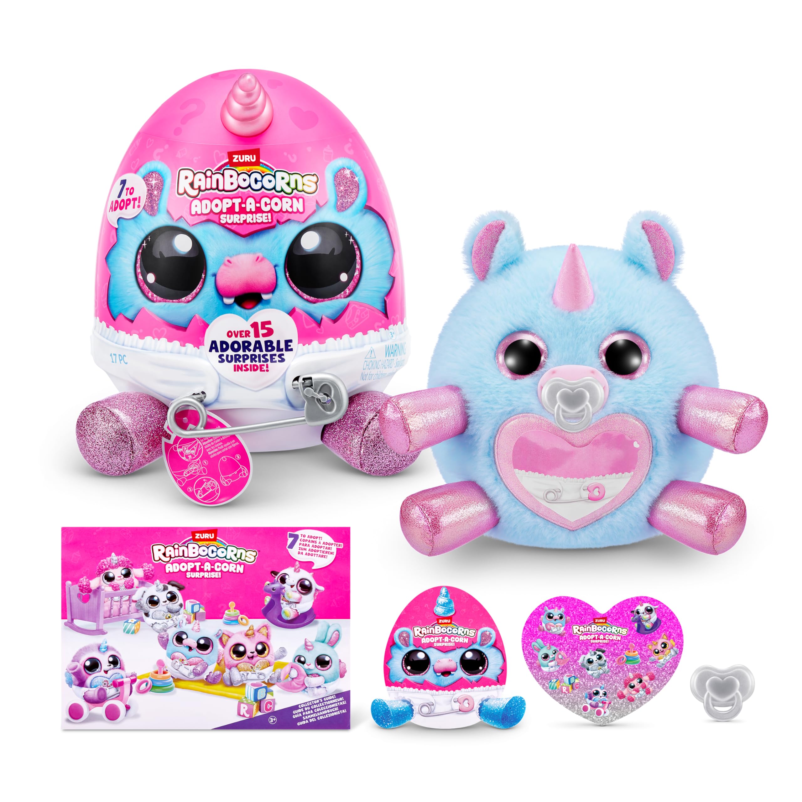 Adopt-A-Corn Surprise Hippo (Coop) by ZURU, 15+ Surprises, Collectible Plush, Baby, Surprise Eggs for Girls & Children Ages 3+ (Hippo)