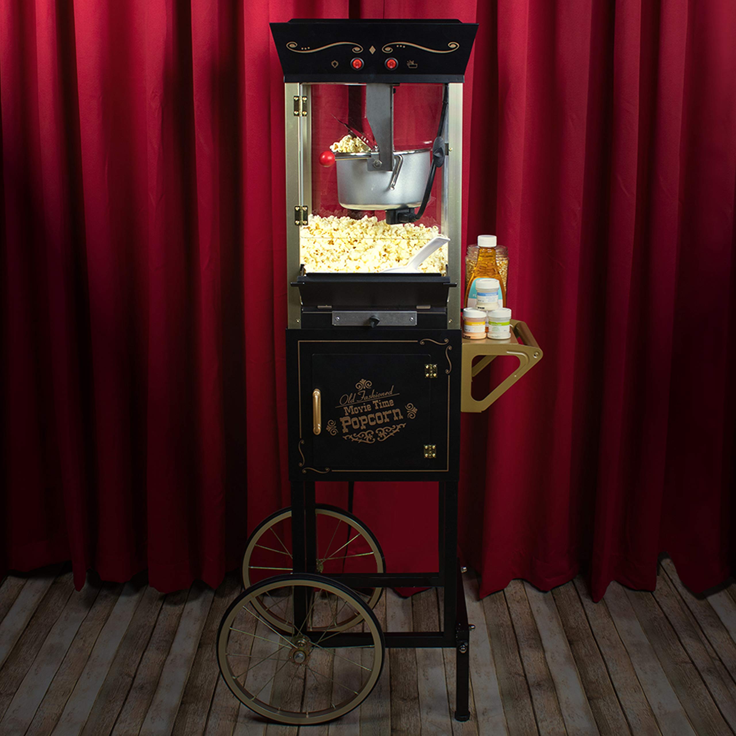 Nostalgia CCP510BK Vintage Professional Popcorn Cart-New 8-Ounce Kettle-53 Inches Tall-Black
