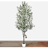 Artificial Olive Tree with White Pot,6FT high, Fake Tree containing 1440 Dense Leaves and 80 Highly Simulated Olive Fruits, Suitable for Home Office Living Room Floor Decoration