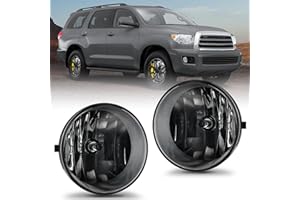 Nilight Fog Light Assembly Compatible with Toyota 2005 2006 2007 2008 2009 2010 2011 Tacoma 2007-2013 Tundra 2008-2017 Sequoia 2004-2006 Solara Smoke Lens w/H10 42W Bulbs