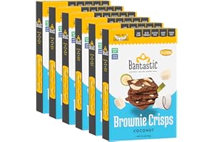 Bantastic Brownie Keto Snack, Coconut Crisps - Crunchy Thin, Naturally Sweet Sugar Free Brownies Snack with Coconut Chips, Gluten Free, Low Carb, Dairy Free, 3 Oz Ea (Pack of 6)