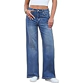 GRAPENT Wide Leg Jeans for Women Trendy High Waisted Stretchy Denim Pants 90s Baggy Jeans Trouser Jeans with Pockets
