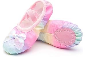 Anproity Ballet Shoes Girls Glitter Ballet Dance Shoes Split-Sole Practice Shoes Flats Soft Lightweight with Elastic Laces fo