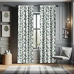 Ambesonne Leaf Curtains, Watercolor Style Pattern