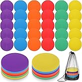 LIQWEI 60 Pcs Poly Spots for Gym Floor, 4.72" Non Slip Multicolor Poly Spot Markers Spot Markers Flat Field Cones for Gym Spo