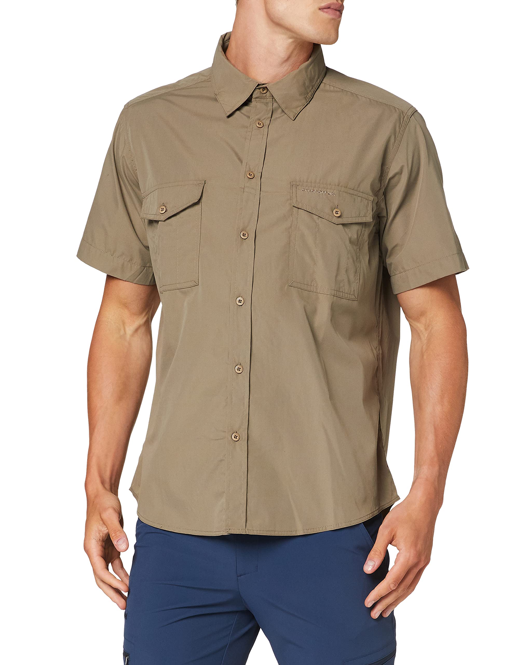 Craghoppers Mens Kiwi Short Sleeve Hiking Shirt, Pebble, 3XL EU