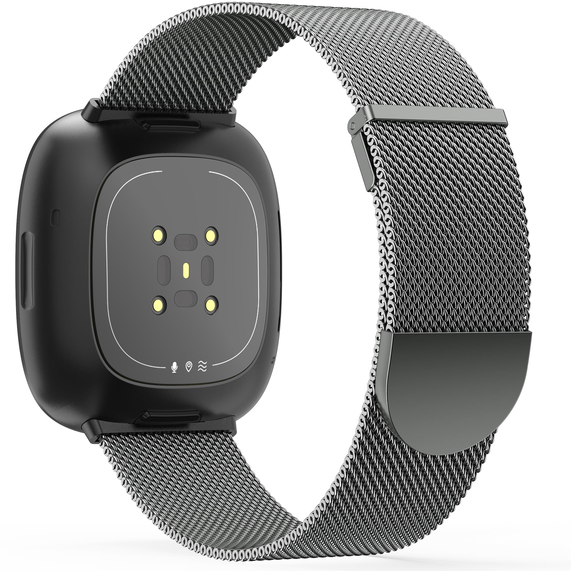 Higgs Strap Compatible with Fitbit Versa 3/4 & Sense 2, Dual Magnetic Adjustable Metal Strap for Women & Men, Graphite Fashion