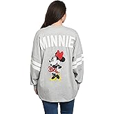 Disney Minnie Mouse Womens Long Sleeve Jersey Oversized Crewneck Shirt