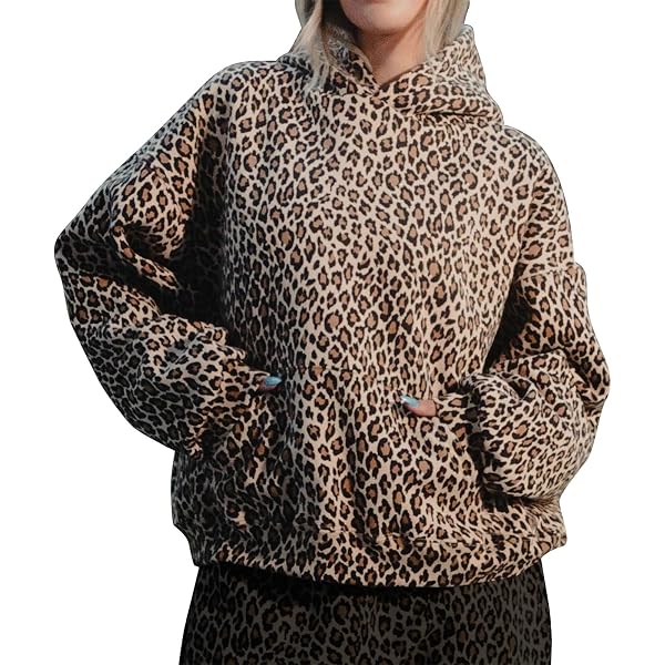 Amazon.com: ACCPUR Leopard Print Hoodies for Women Oversized