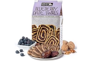 DARIOUS DATE COOKIE Darious Snack Co VEGAN and PALEO Blueberry Date Swirls for Delicious BreakFast, Slightly Sweet and Savory Snacks, All Natural Ingredients, Holiday Food Gifts, 6 oz Bag