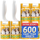 Beitophome 600 Sheets Extra Sticky Lint Roller for Pet Hair | Easy Spiral Tear Lint Roller for Clothes and Pet Hair, Remover for Couch, Furniture and Carpet