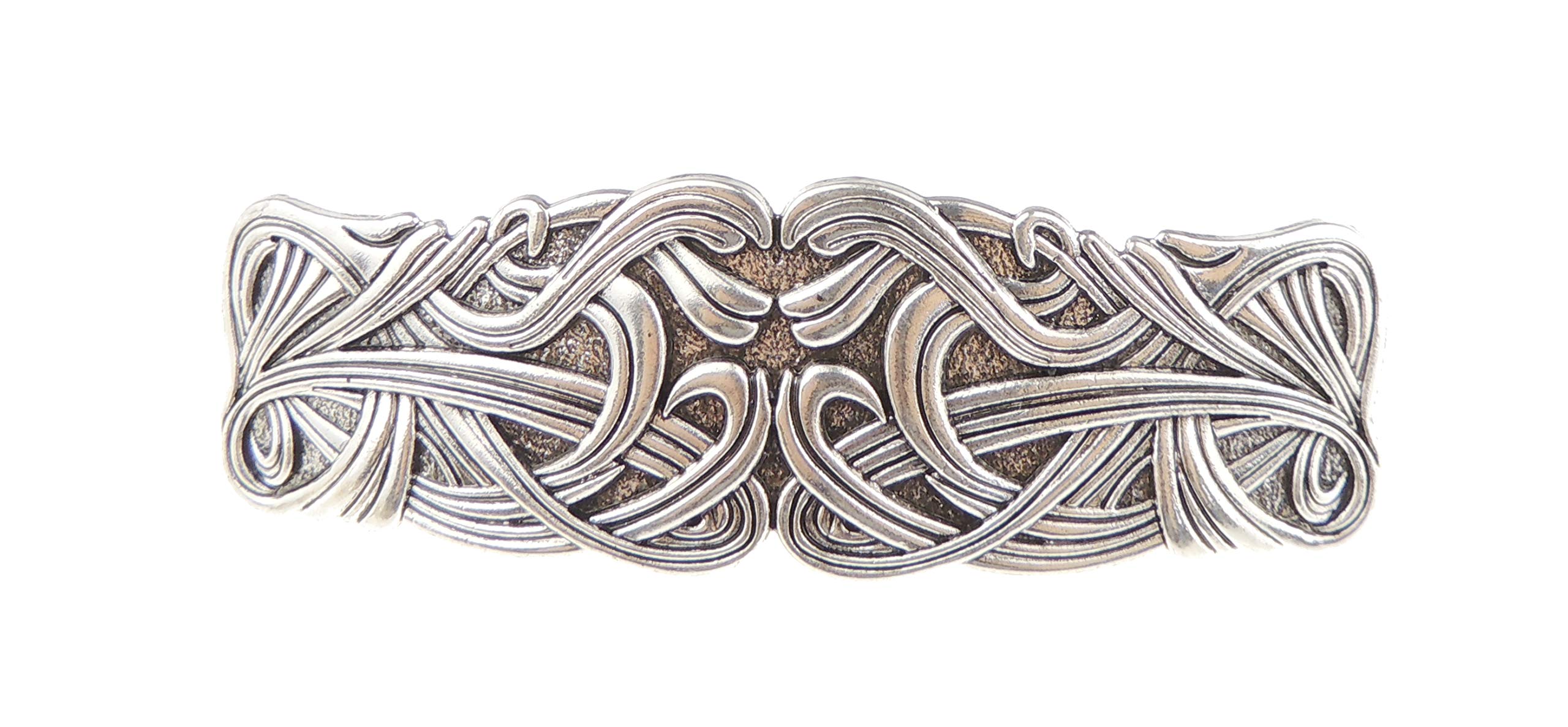 Vintage Look Womens Girls Wedding Bridal Party Evening Ponytail Fine Hair Accessories Occasion Barrette Hairpin Grip French Metal Spring Clip Viking Nordic Celtic Knot Swirls (Silver Tone)