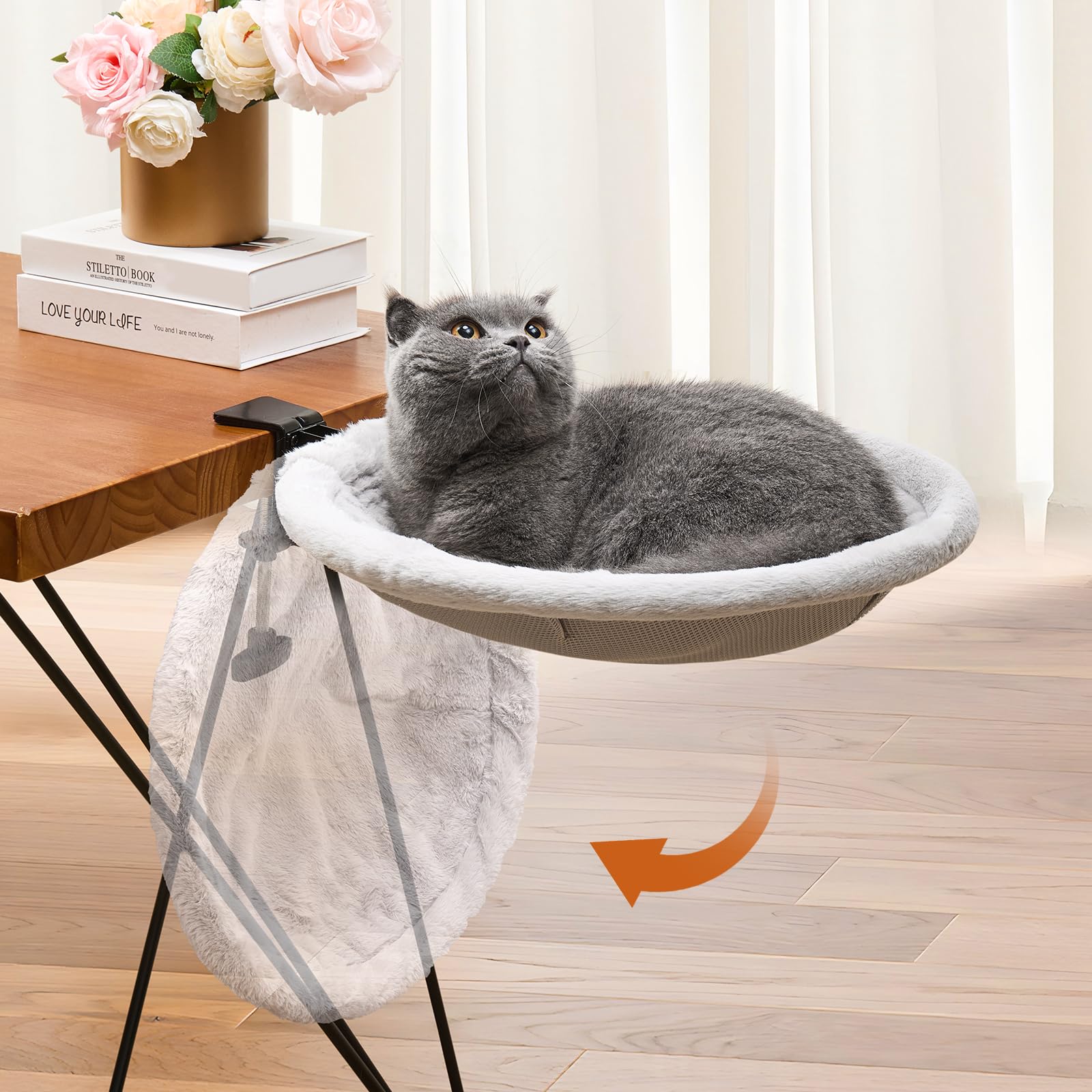 Photo 1 of ICOHOT Cat Desk Bed for Remote Workers, Gamers, and Office Staff - 90° Foldable, Quality Sturdy Desk cat Bed for Indoor Cats, Comfortable Cat Bed for Desk use, Supports up to 40lbs