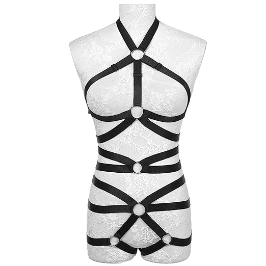 ThreeCat Women Elastic Cupless Cage Bra Strap Full Body Harness Bra Punk Gothic Lingerie bra sexy