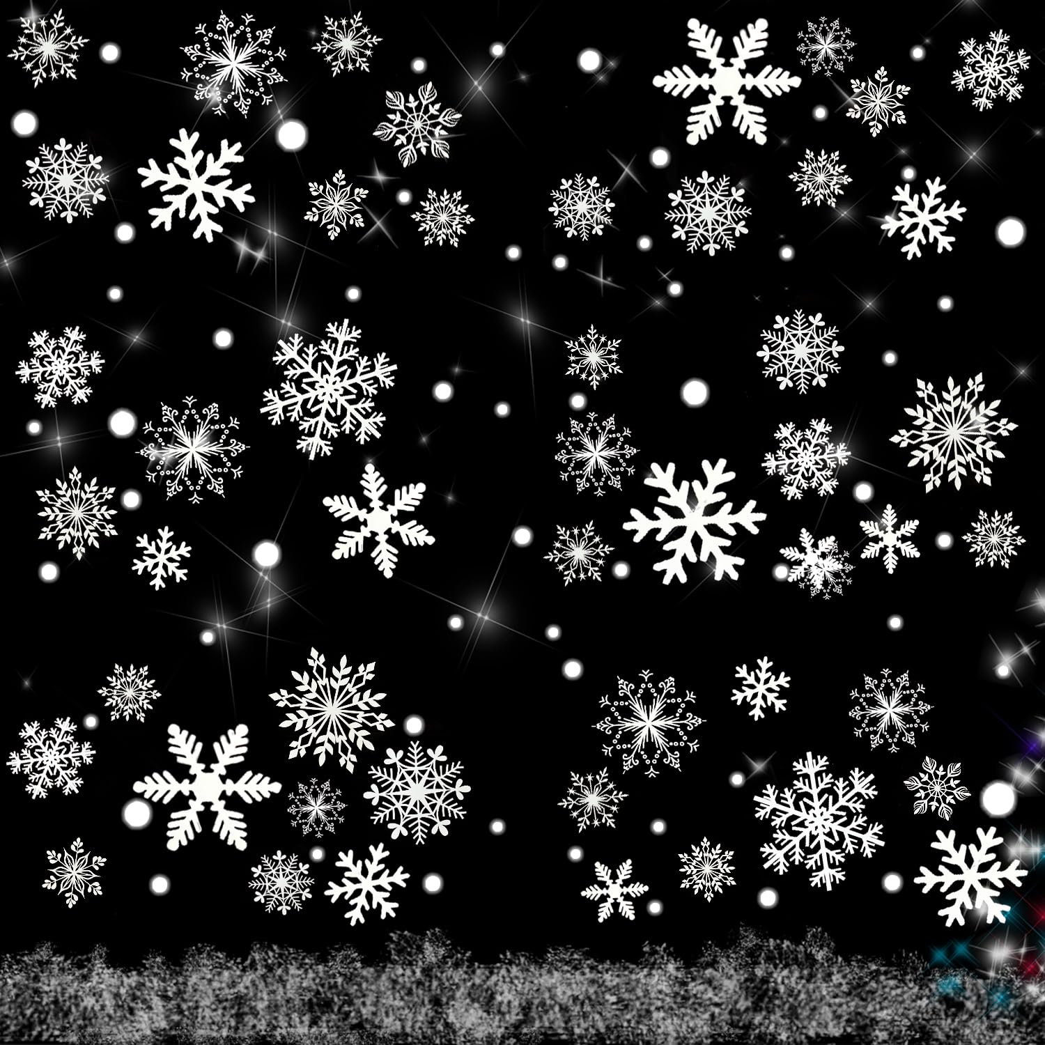 Mauts 212pcs Reusable Snowflake Window Stickers, Christmas Window Stickers, Christmas Window Decorations Window Display Decoration