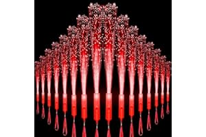 U-MOJOK 18 PCS Red LED Fiber Optic Wands Glow Sticks, Light Up Wands, Fiber Optic Lights Rod, Flashing Wands with 3 Light Modes for Wedding,Halloween,Christmas, Neon Party Favors Supplies