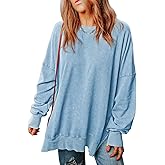 SHEWIN Womens Sweatshirt Casual Long Sleeve Crewneck Lightweight Pullover Tops Loose Sweatshirts