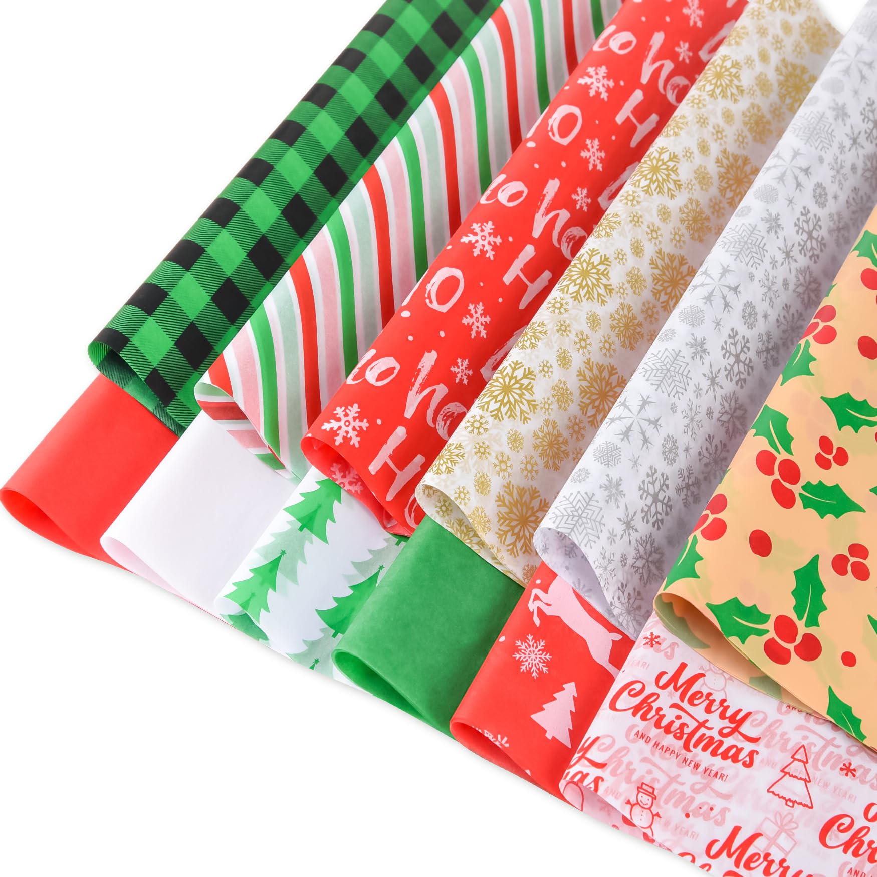 NEBURORA 120 Sheets Christmas Tissue Paper 20 x 14 Inch Xmas Wrapping Tissue Paper for Merry Christmas Holiday Party Decorations Gift Bags DIY Crafts