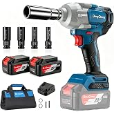 Dong Cheng 20V Brushless Impact Wrench, 670ft-lbs(910N.m) 1/2 Impact Gun | 2200RPM 4-Speed Adjustable 2&times;4.0Ah High Torque Wrench with 4 sockets (10-21mm)&amp;bag for Home Car Tire Lug Nut Removal Tool