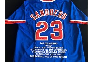 BM AUTHENTICS Ryne Sandberg Signed Autographed Blue Baseball Stat Jersey with JSA COA - Size XL - Chicago Great