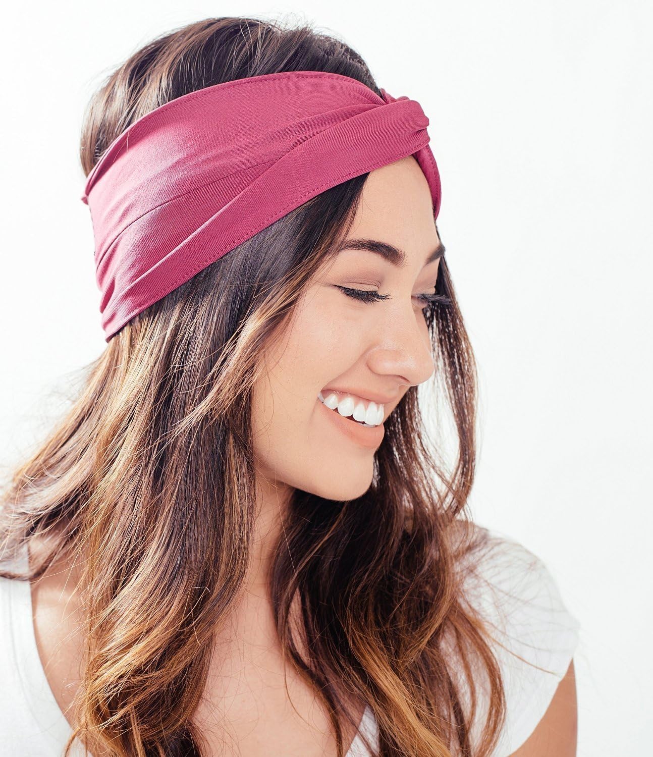 ELAN - Headband for Women Material, Sweat Wicking, Best Looking Head Band for Fashion, Yoga and Exercise - Love It Guaranteed! (Sangria)