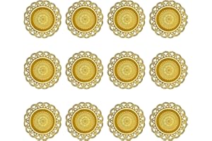 ALIKIKI Golden Metal Diwali Diya Set - 12PCS Reusable Deya Oil Lamps for Diwali Gifts Indian Wedding Housewarming Pooja Decor Home Temple Mandir Altar Puja Item India Urli Bowl Diyas for Hindu Religion Ritual