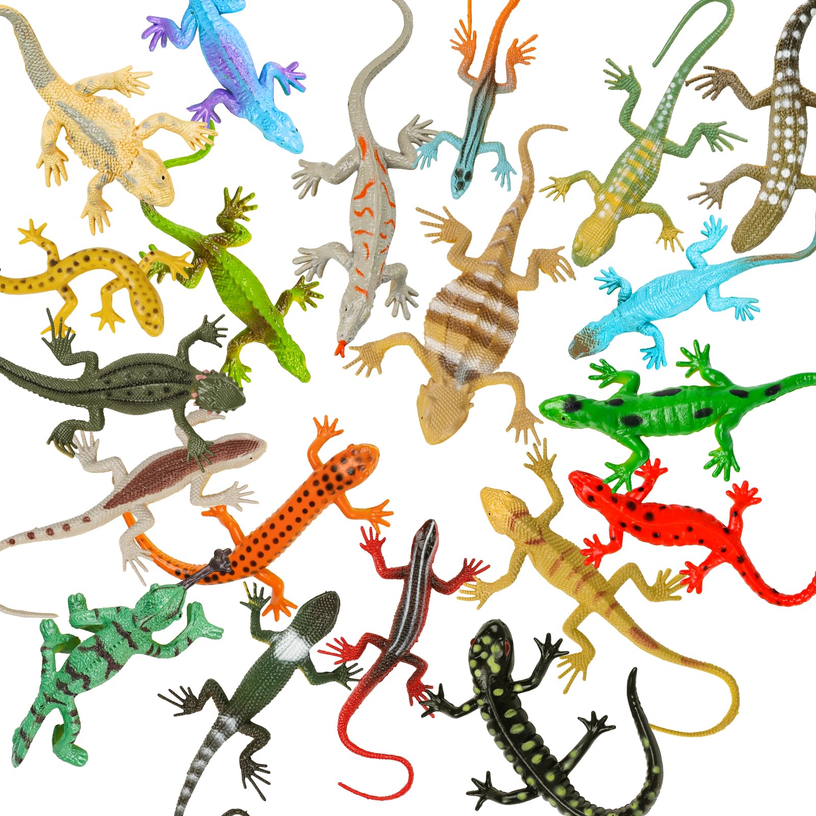DOITEM 20PCS Reptile Lizard Figures Plastic Lizard Toys Reptile Realistic Lizards Animal Figures for Halloween Party Decoration, Practical Joke Educational Toys