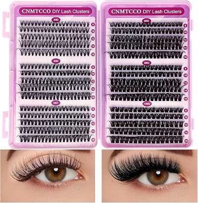 CNMTCCO Individual Eyelashes 570pcs D Curl Wispy Clusters 8-16mm Max