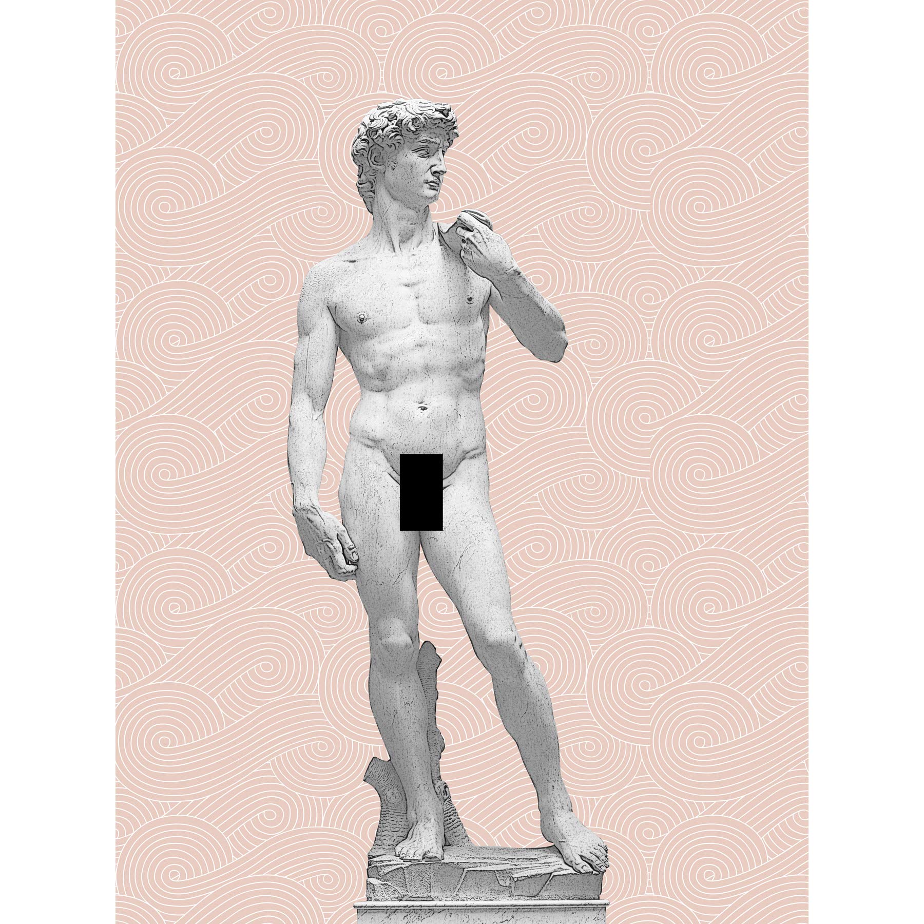 Artery8 Statue of David by Michelangelo Classic with Abstract Art Pink Greek Swirl Meander Large Wall Art Poster Print Thick Paper 18X24 Inch