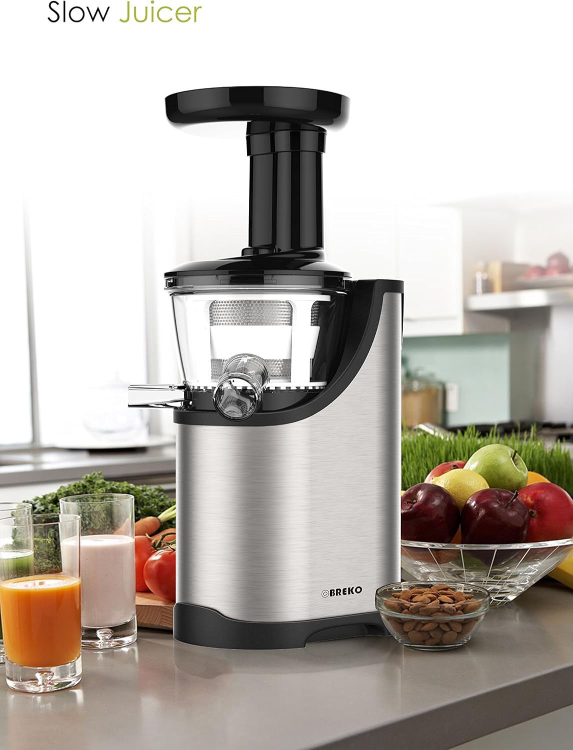 Obreko Vertical Single Auger Low Speed Masticating Juicer Stainless