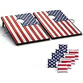 Portable Cornhole Board Set - Premium MDF Wood Corn Hole Game with 8 Regulation Bean Bags, for Backyard, Camping, and Outdoor