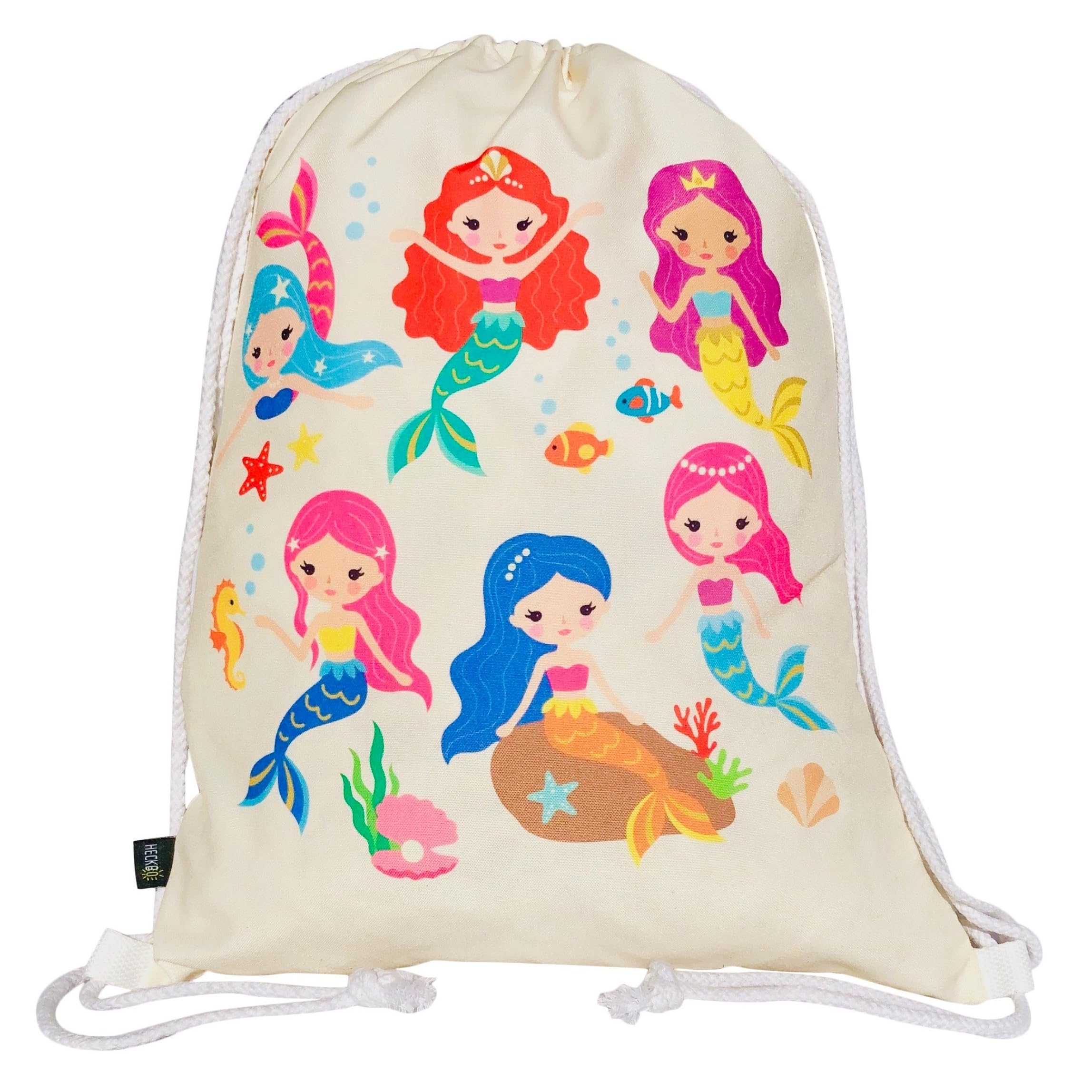 HECKBO Girls Mermaid Gym Bag, 40 x 32 cm, Printed on Both Sides and Machine Washable, Suitable for Sports, School, Leisure, Kindergarten, Nursery, Travel