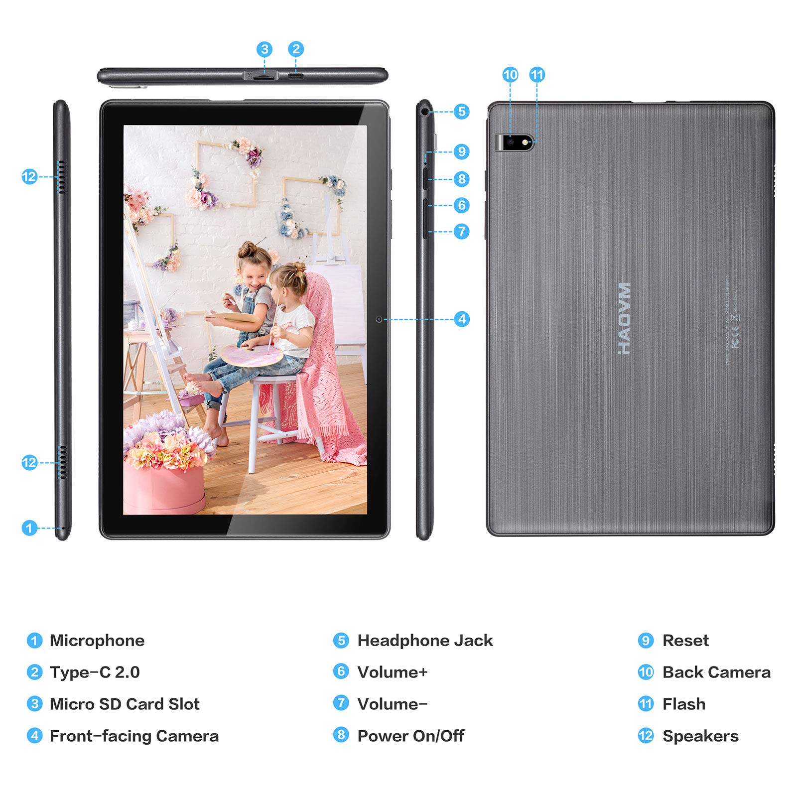 10 inch Android Tablets, MediaPad P10.1 Android 11 Tablet, Octa-Core Processor, 3GB RAM 512GB Expand Storage 8.0MP Camera, 6000mAh Battery 10.1