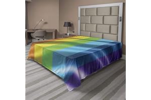 Ambesonne Rainbow Flat Sheet, Pride Flag Inspired Design with Vivid Colors Love Wins Gender Freedom LGBT Themed, Soft Comfortable Top Sheet Decorative Bedding 1 Piece, King Size, Orange