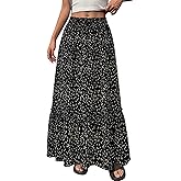BTFBM Womens Boho Maxi Skirt 2026 Summer Floral High Waisted Flowy Tiered Long Spring Beach Vacation Skirts Pockets