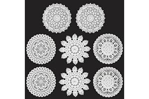 TEYOON 8 Pieces 6 Inch Cotton Lace Doilies Crochet Handmade Lace Coasters Round Lace Placemat Rustic Table Doilies Decors for Kitchen Dining Room Party Dressers Dream Catcher Decoration (White)
