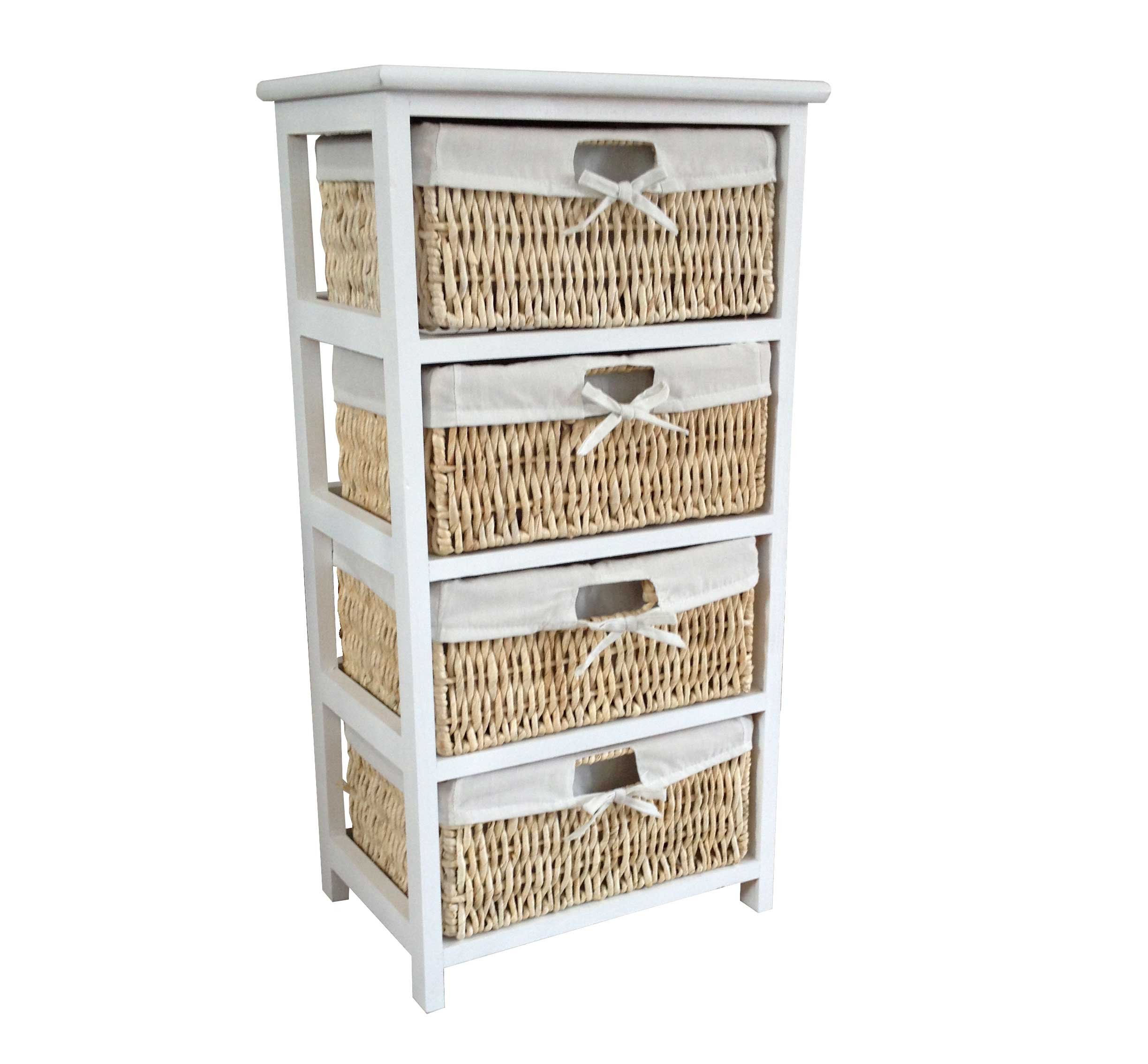 Home Vida Maize 4-Drawer Bathroom/Bedroom Storage Unit, Wood, White