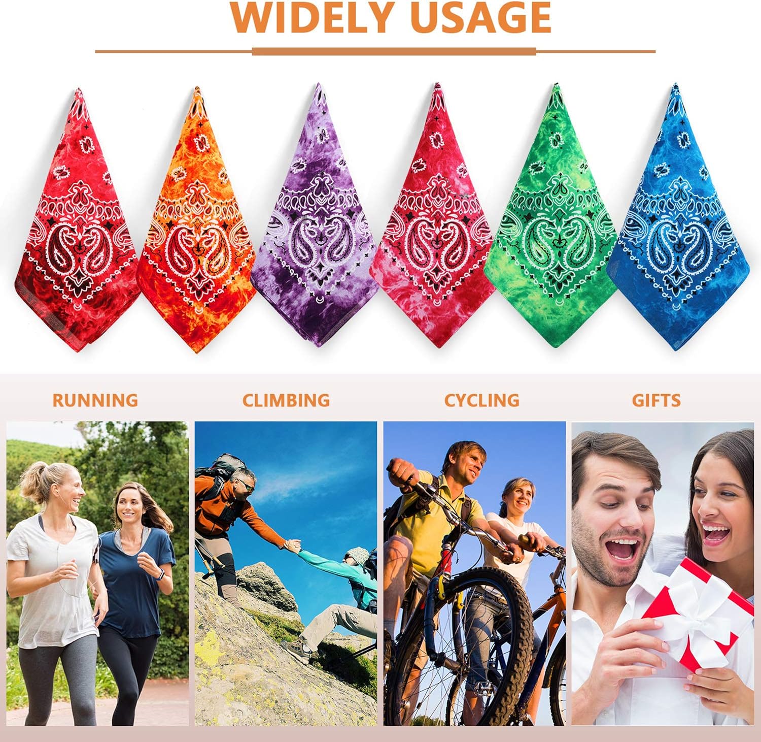 24 Pieces Tie Dye Bandanas Colorful Paisley Bandanas Novelty Gradient Bandana Cowboy Headband Handkerchief for Men Women: Clothing